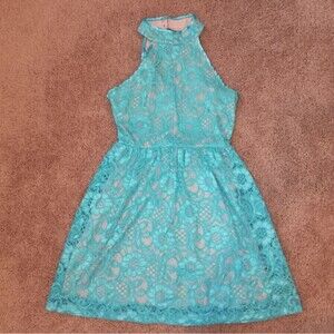 Emerald Sundae Lace Halter Dress